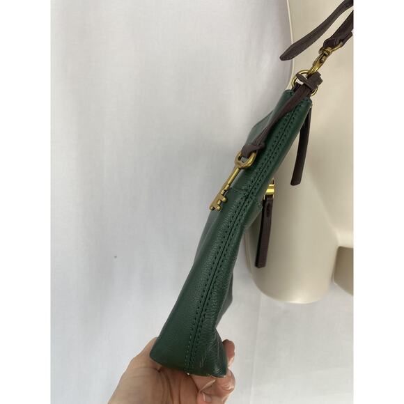 Fossil Crossbody Bag Forest Green Leather Messenger Purse Adjustable Strap - Picture 7 of 15